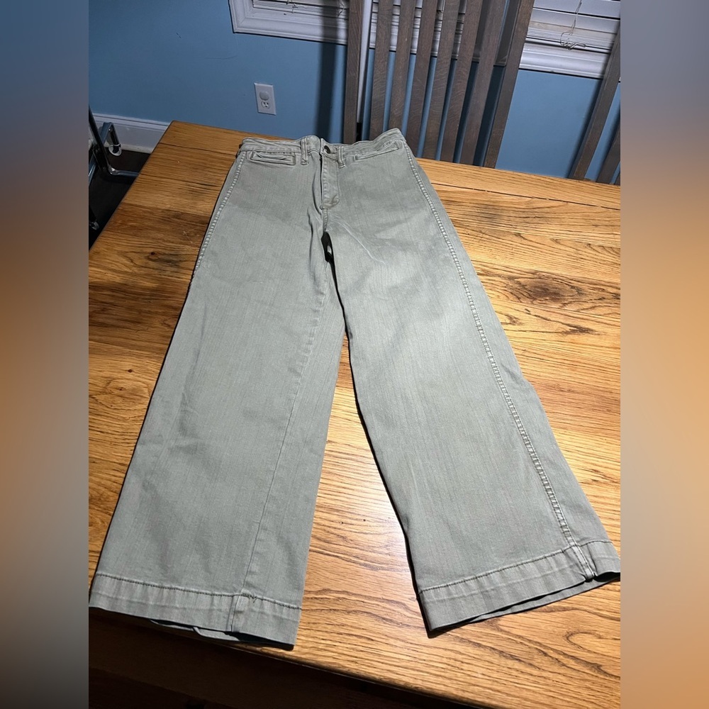 Oat Hunter Green Wide Leg Pants | Size 4 / 27 | Chic & Modern